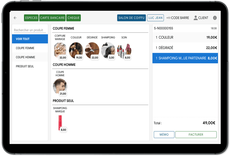 logiciel de caisse encaissement coiffeur-barbier-esthetique